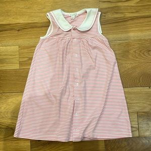 Kissy Kissy pink and white striped whale collar (back) dress, size 3T NWT